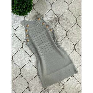 DAIMARAN Barcelona Women's Tank Top Slim Fit Gray Sleeveless With Buttons Size S